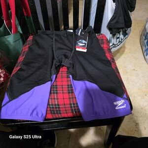 Speedo Black and Purple Athletic Shorts